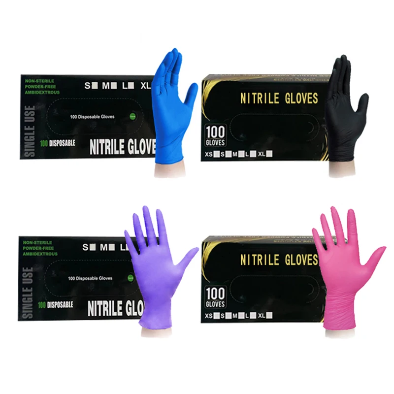

XS ~ 2XL XXL wholesale cheap cleaning tattoo colorful blend nitrile food manicure nail art gloves spa beauty salon nitrile glove