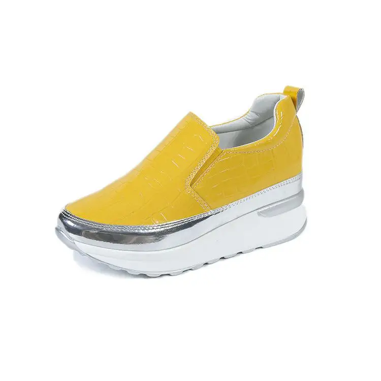 

Amazon hot selling water proof ladies slip-on sneakers height increase platform wedges shoes women heels