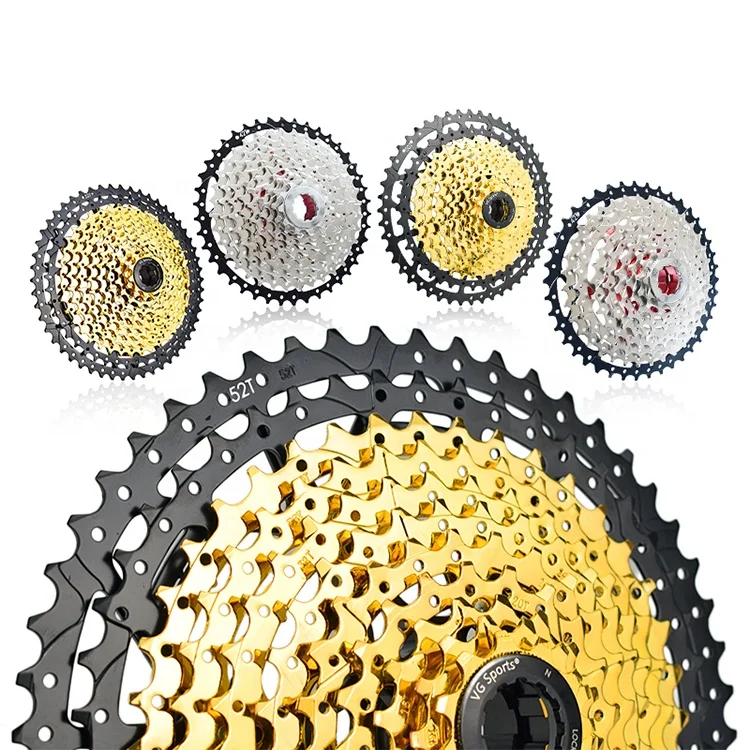 

Hot Sale 9 10 11 12 Speed 50/52t Mountain Bike Bicycle Freewheel Cassette Sprocket Bike Replacement Accessory, Silver/gold