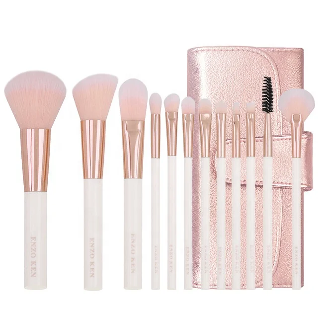 

New Design Fashion 12pcs Custom Makeup Brush Set Private Label Pink Makeup Brush Set with Bag