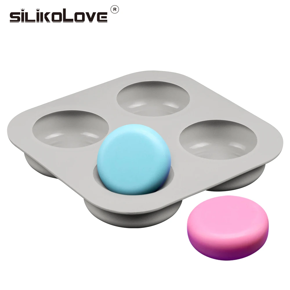 

SILIKOLOVE 4 cavities round soap mold silicone mould for DIY hand candle soap