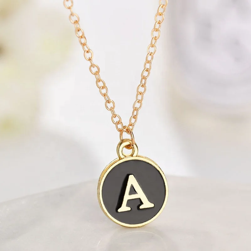 

Jachon Letter necklace popular 26 English letter drip pendant student choker chain, As picture