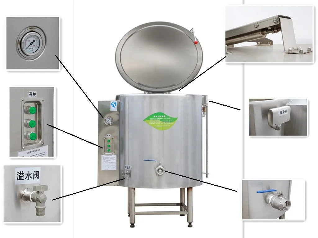 Jacketed Price Tilting Braising Pan Oil Electric Heating Heat Industrial Gas Brew Steam Cooker