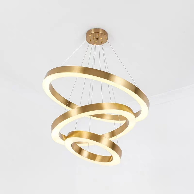 Euro style acrylic circle round hanging gold contemporary dining room led pendant ceiling light