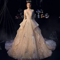 

2019 Principessa Abito Da Sposa Sparkle Champagne Colored Wedding Dresses Slimming