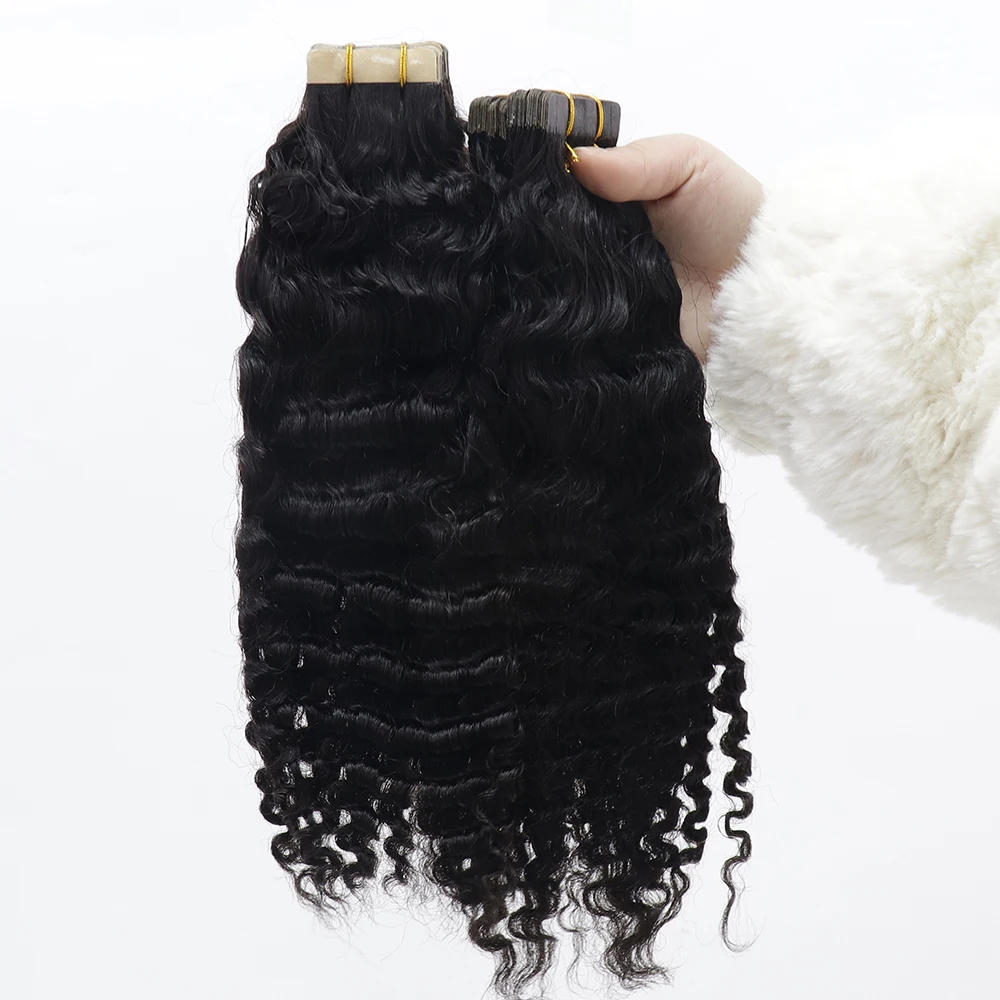 

Afro Kinky Curly Tape In Human Hair Extensions For Black Women Mongolian 4b4c Kinky Coily Skin Weft Adhesive Invisible Tape Ins