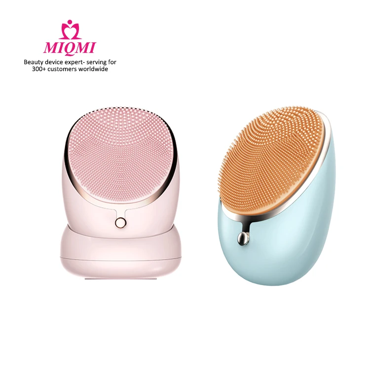 

MIQMI 3d mini facebrush electric heated replaceable silicone face wash cepillo facial cleansing cleaner brush private label, Customized color