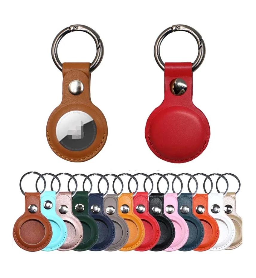 

2021 New Release High Quality Fashion Anti-lost Luxury PU Leather Holder Protective Case For Apple Airtag Tracker With Keychain