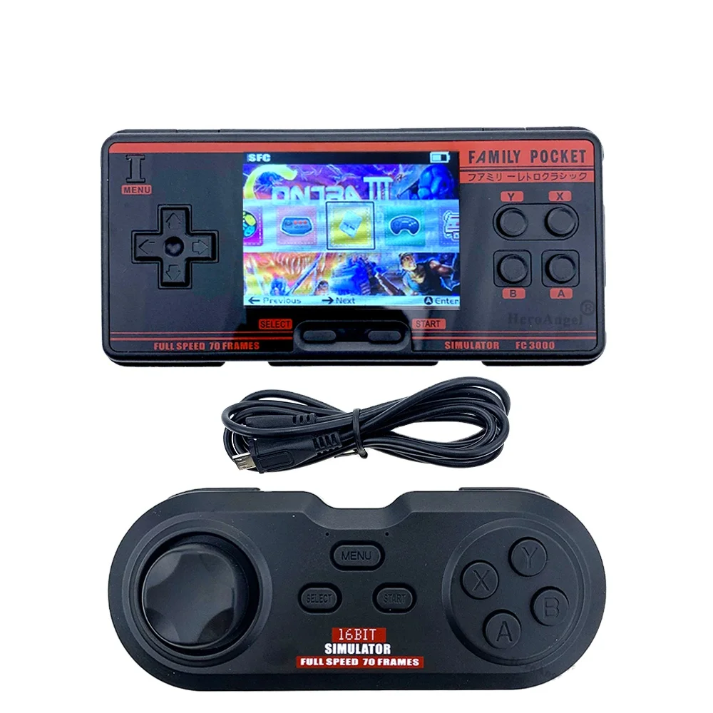 

Dropshipping Handheld Game Console Video Gaming Console 8 Bit 2G Memory card FC3000 V2 Handheld Children Color Game, Gray, black