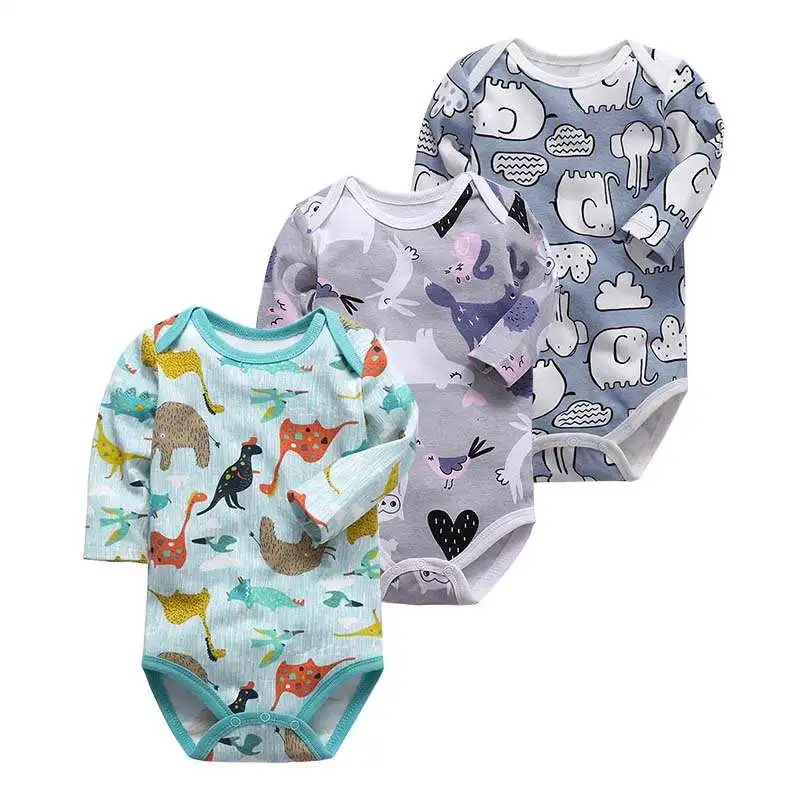 

In Stock Cheap Baby Clothes Baby Bodysuit 3PCS Print Organic Cotton Bodysuit For Baby, Black,white,red