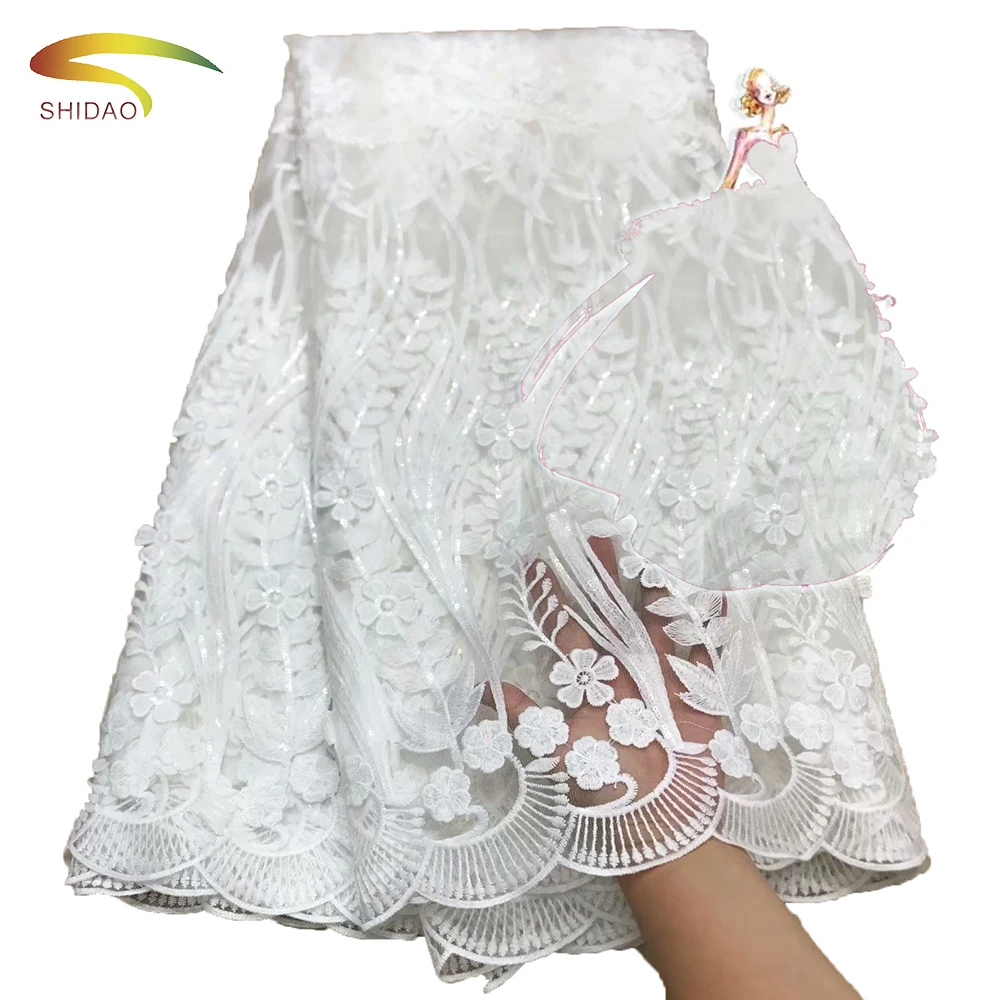 

New arrival design white guipure 3d tulle lace mesh fabric embroidery
