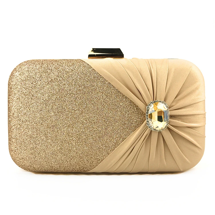 

Women Bag Handmade Silk Fabrics Wrinkle Hand Bags Diamond Evening Clutch Bag
