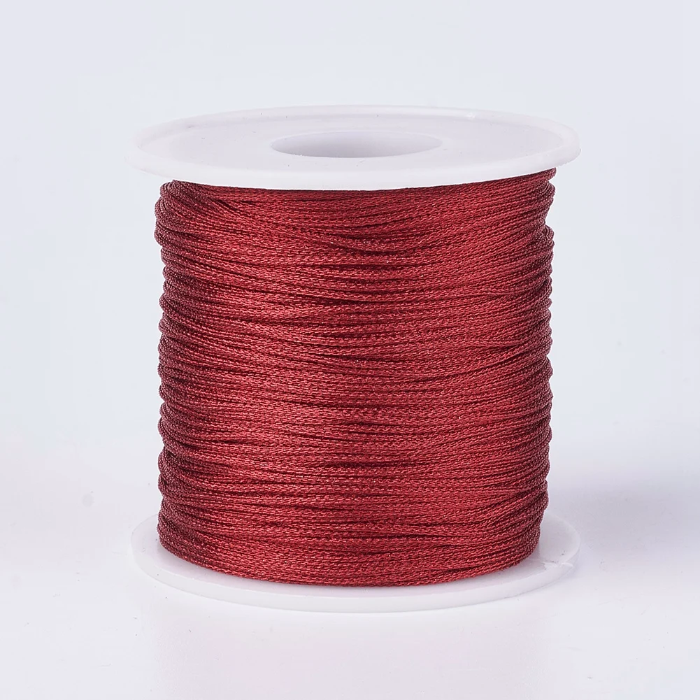 

Pandahall 1mm Red Resin and Polyester Braided Thread Metallic Cord