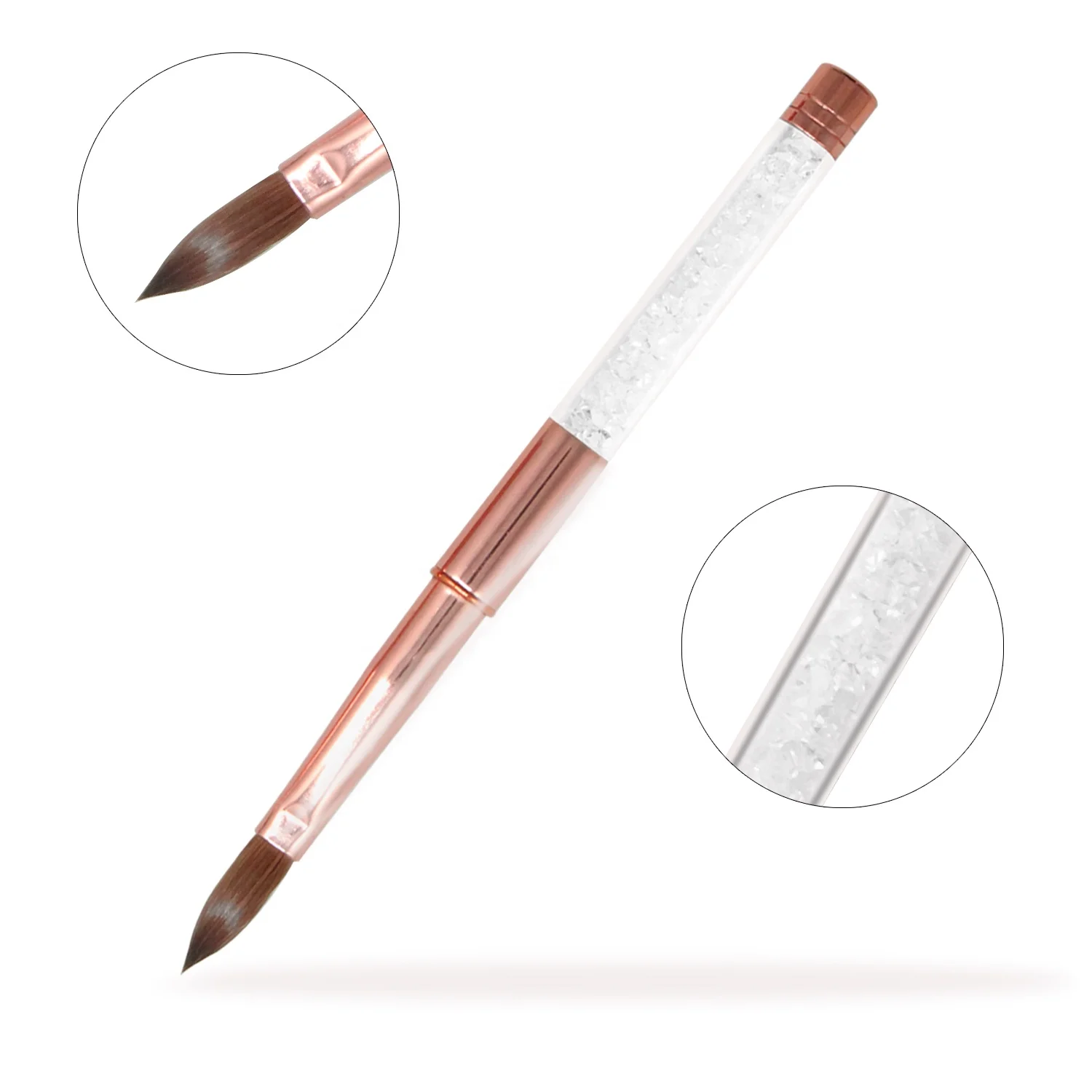 

Yihuale Nail Art Brush Pen Rhinestone Diamond Metal Acrylic Handle Rose Gold Painting Gel Brush Liner Nail Brush