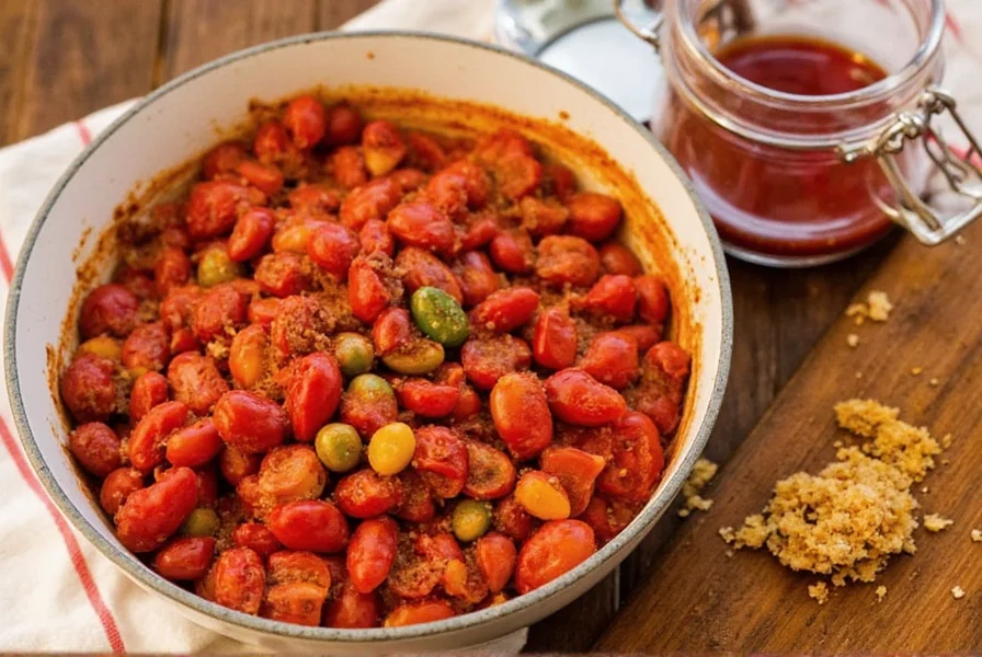 Close-up of chili being stirred in a pot