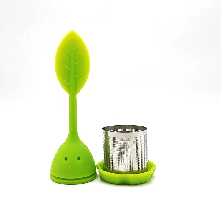

New Product 2020 Silicone Tea Infuser With Leaf Shape And Stainless Steel Drip 100% Silicone