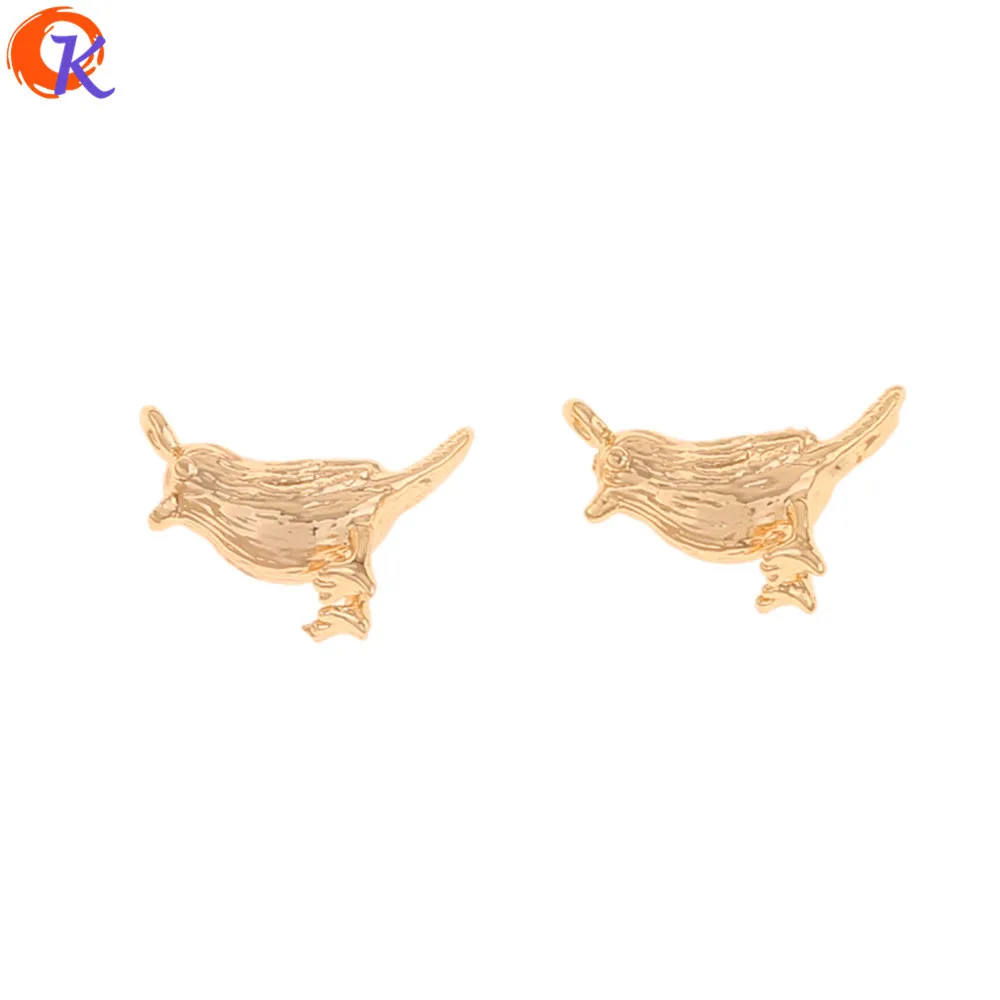 

Jewelry Accessories Cordial Design 50Pcs 9*13MM Jewelry Accessories Charms DIY Making Genuine Gold Plating Bird Shape Hand Made