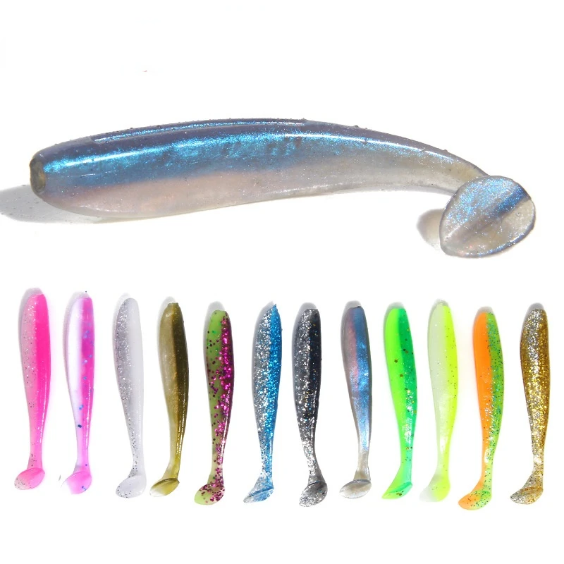 

Factory Direct 1.8g/6.5cm Double Colors Artificial T Tail Wobbler Silicone Bass Bait Soft Fishing Lures, Various