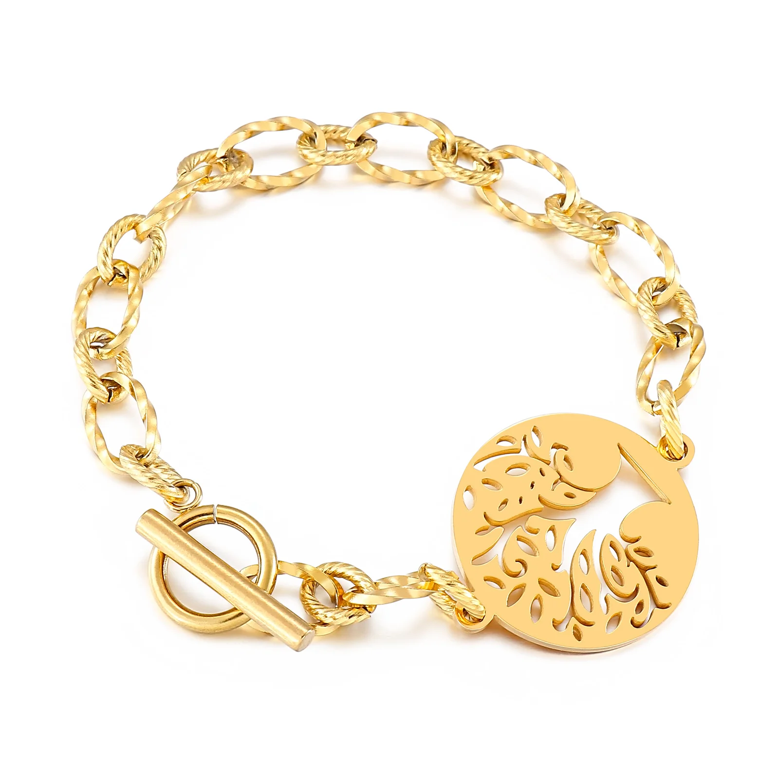 

Kalen Personality Fashion Tree Pendant Charms 18K Gold Bracelets Women Stainless Steel Jewelry Bracelet