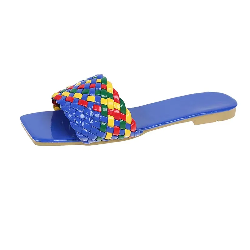 

2021promotion Woven slippers women's platform sandals PU flat sandals sandals for women and ladies, See pictures