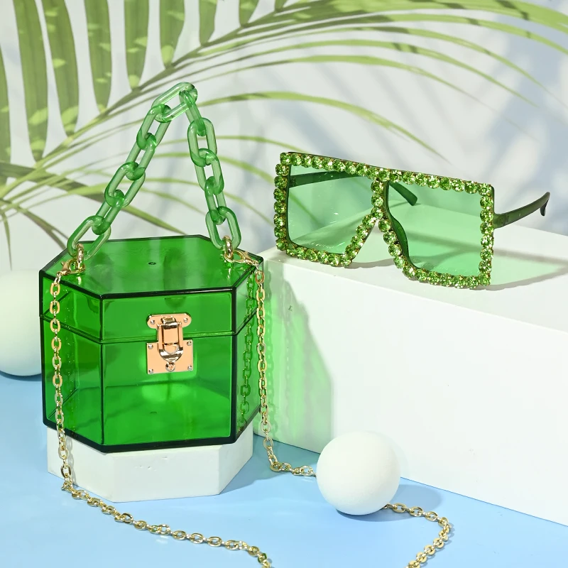 

wholesale transparent acrylic box name round evening bags perspex strap chain for clutch clear purse handbags, Customizable