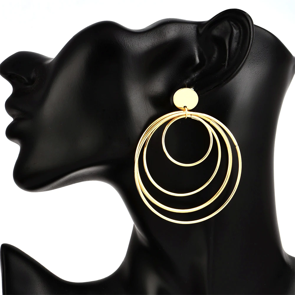 

Multilayer Circle Gold Hoop Earrings Personality Earrings Hoops Jewelry Wholesale