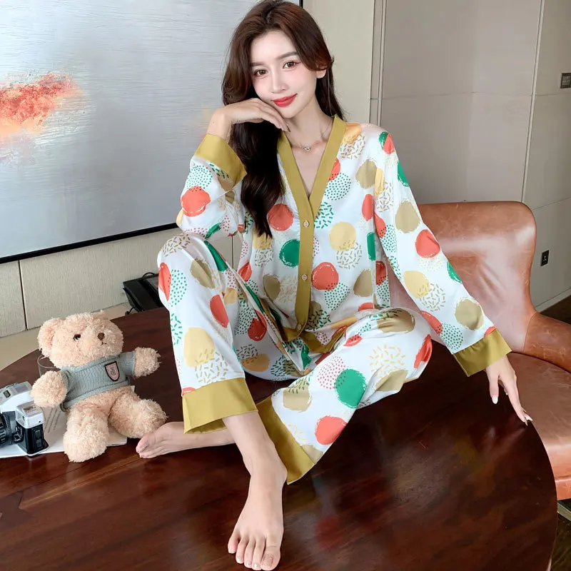 

High Quality Luxury Designer Ladies Lace Korea pyjamas Holiday Heart Gg Chinese Satin print Pajamas