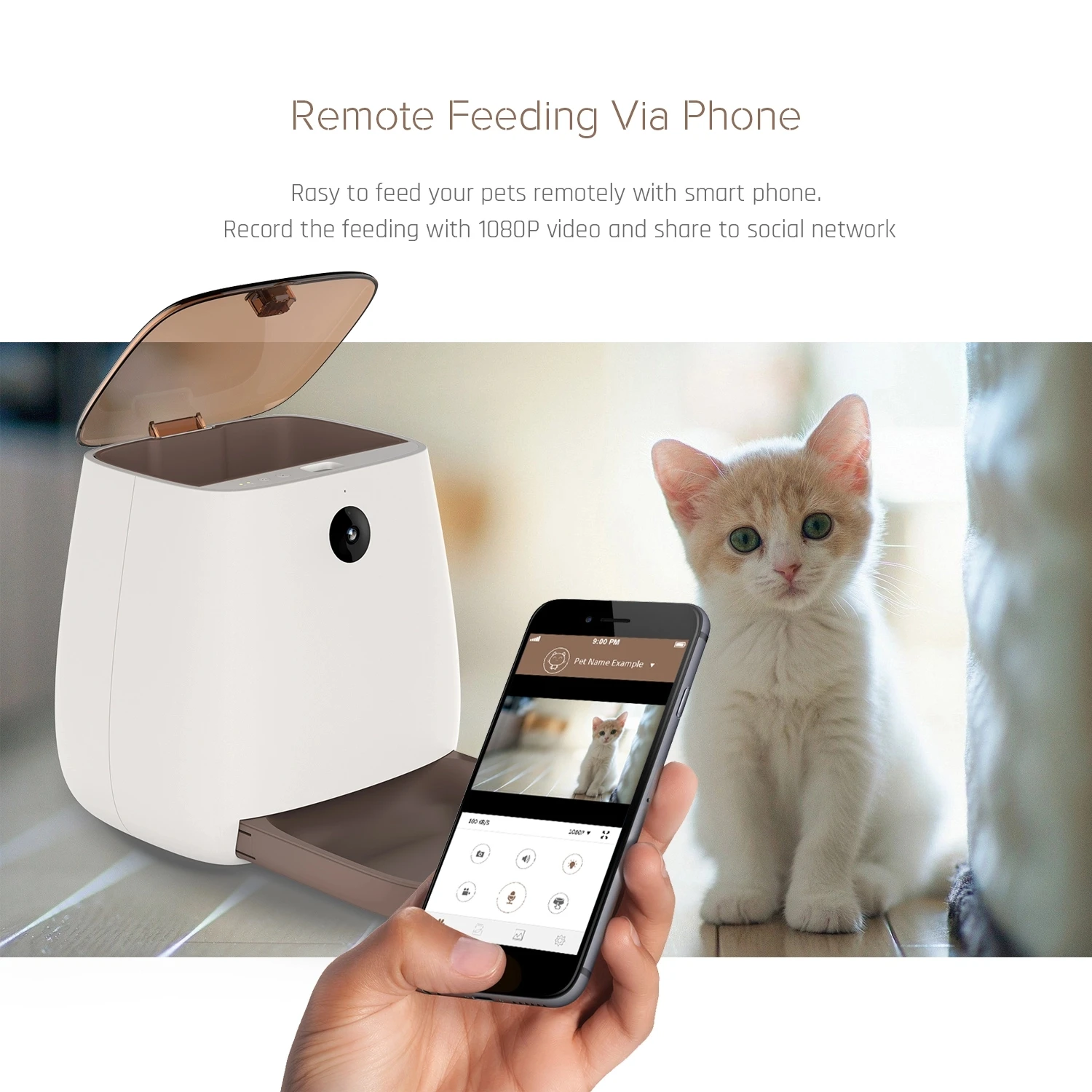 WiFi connected Smart Automatic Pet Feeder with Voices Records