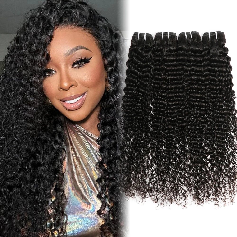 Wholesale Deep Curly 100% Remy Hair Flat Head Natural Bundles Human Brazilian Hair 10A Grade Hair Extensions Unprocessed