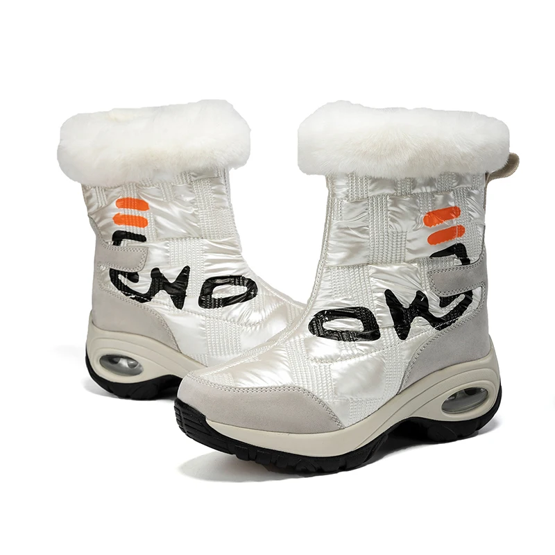 

High Quality Inside of Cotton Slip-on Mid Calf Shoes Botas de invierno Women Winter Fur Fluffy Velvet Warm Snow Boots