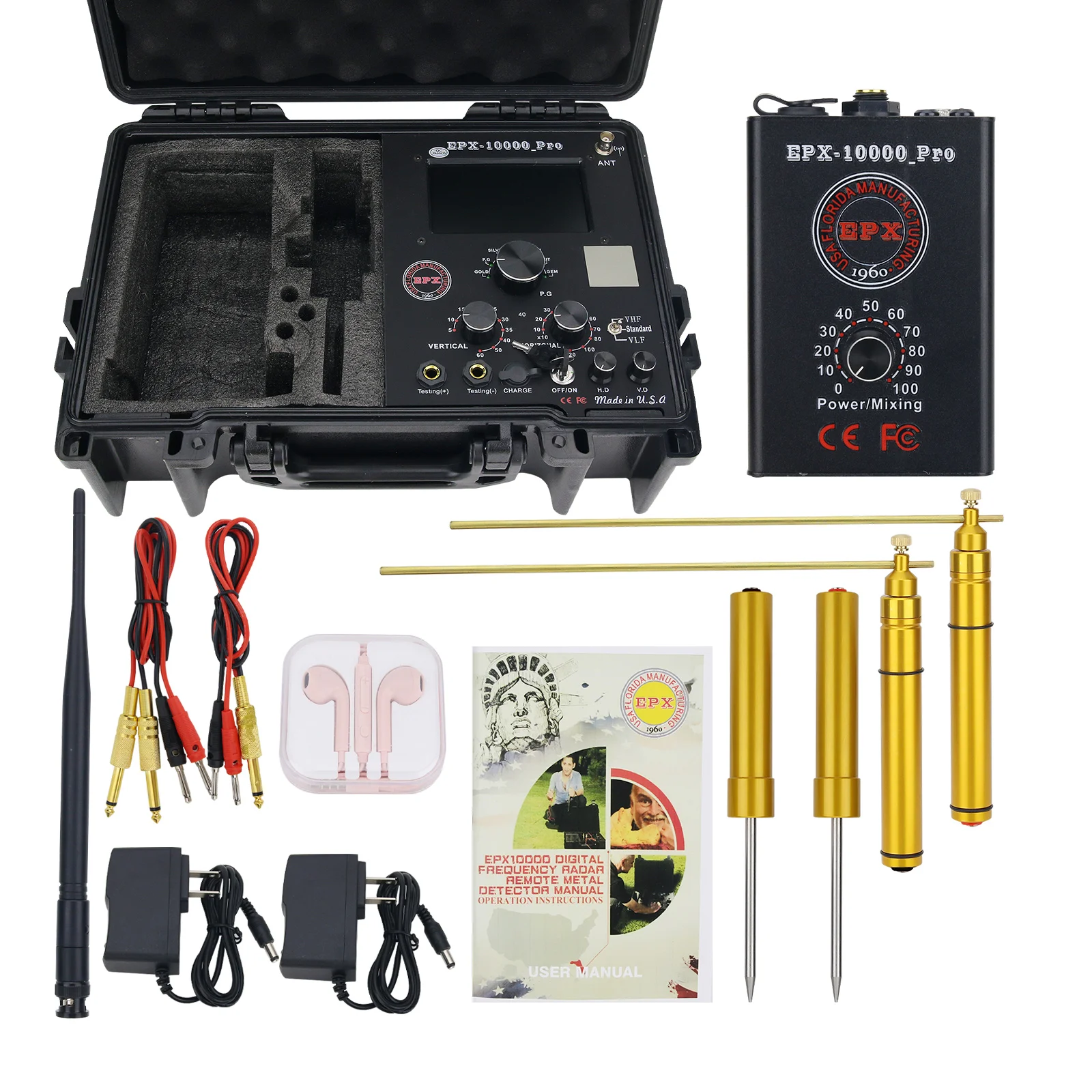 

HamGeek EPX-10000 Pro 1200M/3937FT Gold Detector Gold Finder Underground Metal Finder with Carry Box