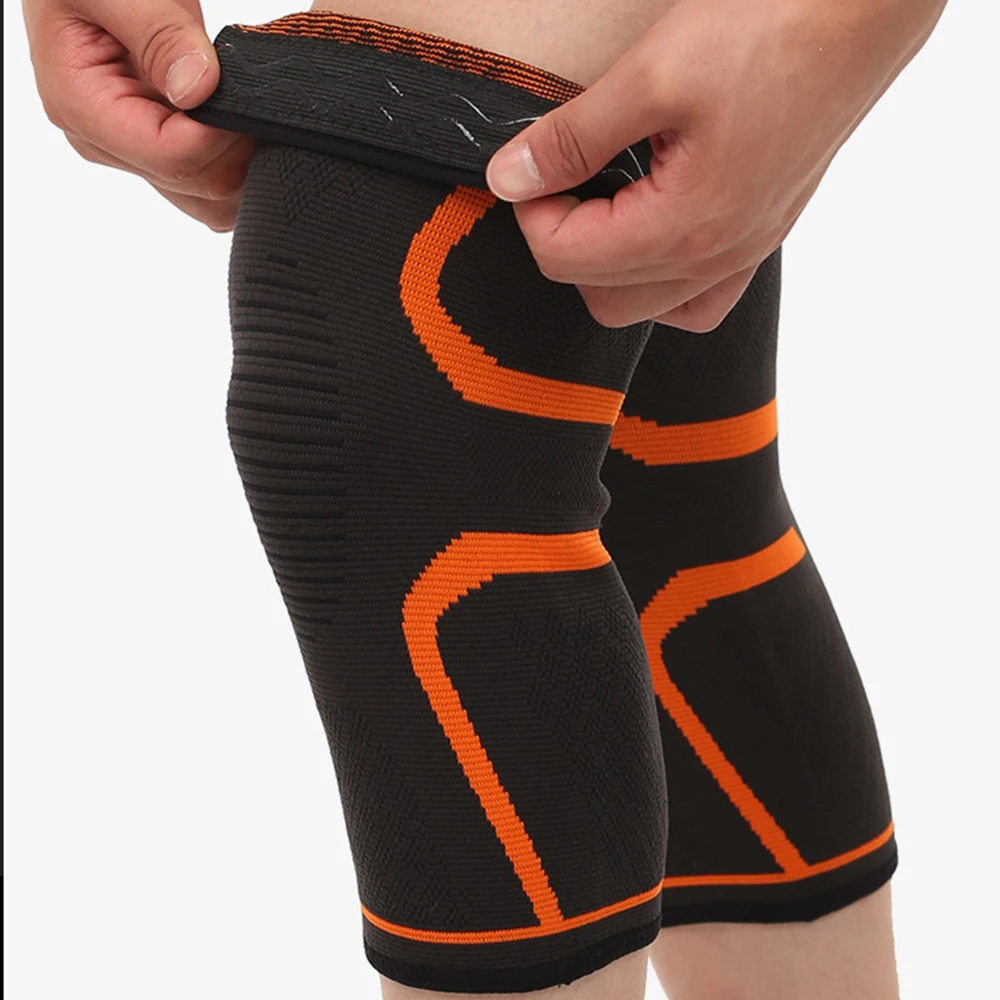 

Elastic Nylon Sport Compression Knee Pad Sleeve Knee Brace for Basketball Volleyball, Black red orange blue