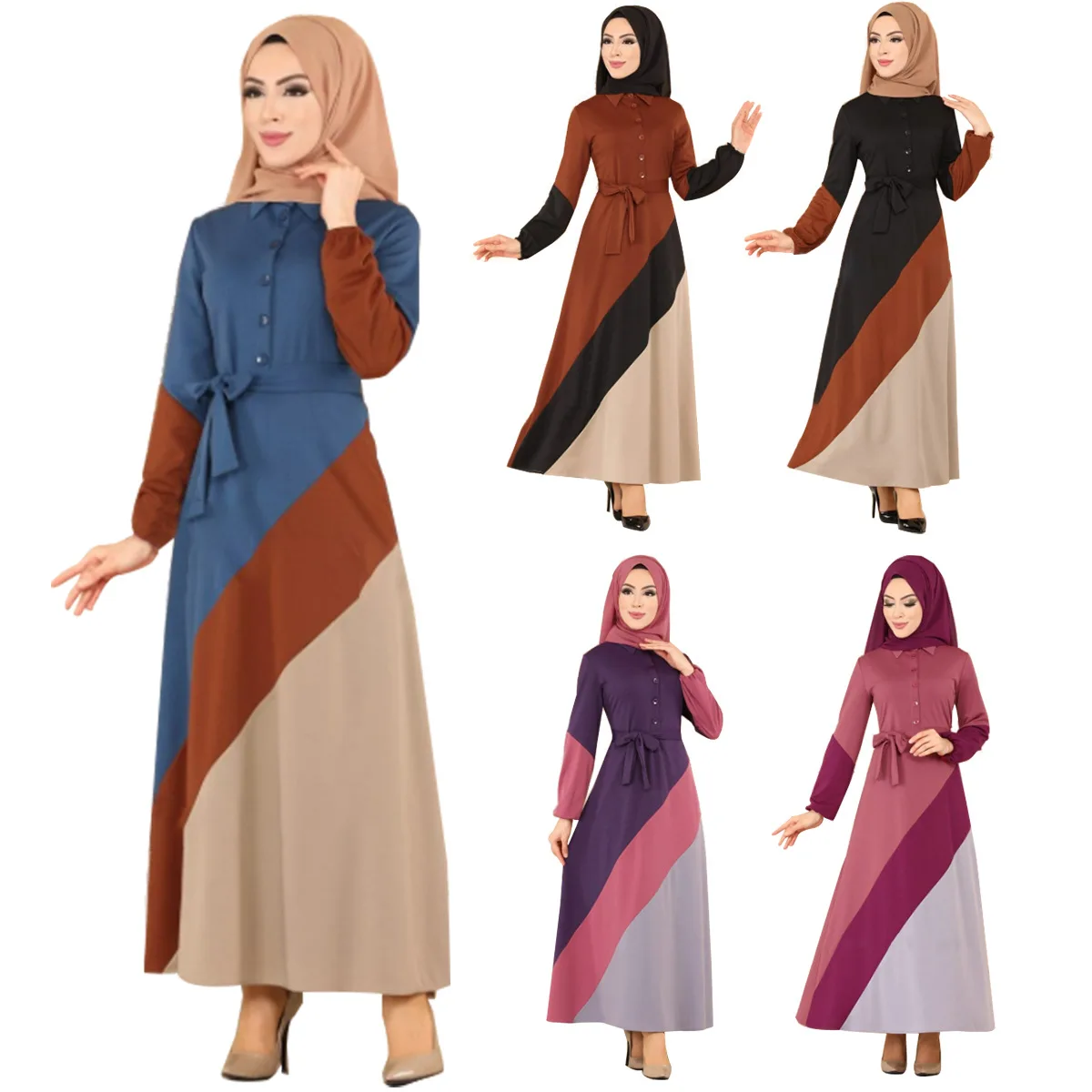 

2021 Arabic Long Maxi Dress Muslim Dresses Abaya in Dubai Islamic Clothing T emperament Muslim Fashion Dress For Women, Customized color