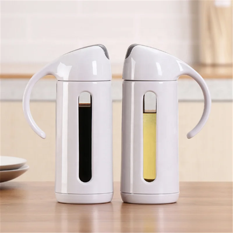 

Glass Transparent Oil Storage Bottles, White