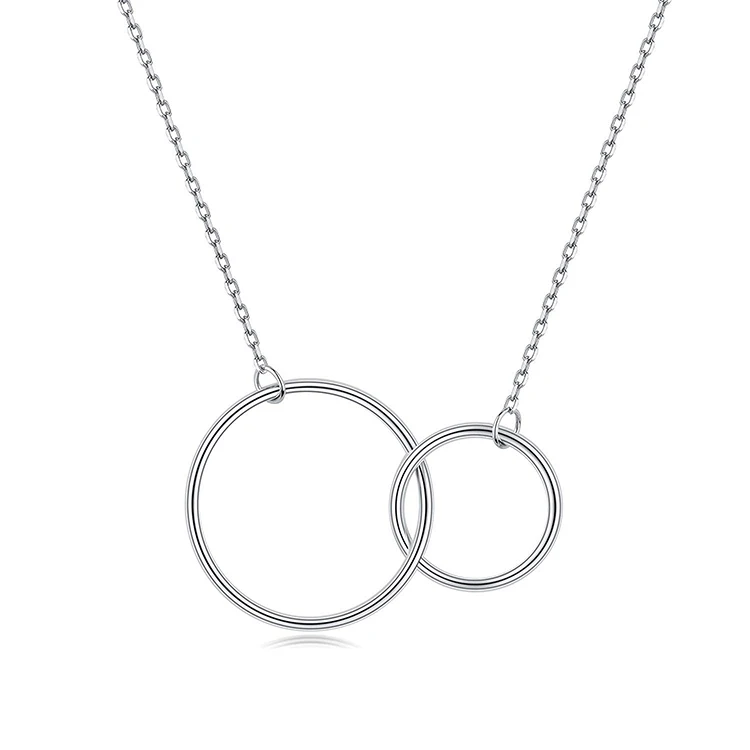 

Double Circle Jewelry S925 Sterling Silver Two Interlocking Infinity Circles Pendant Necklace for ladies, Rodhium;rose gold