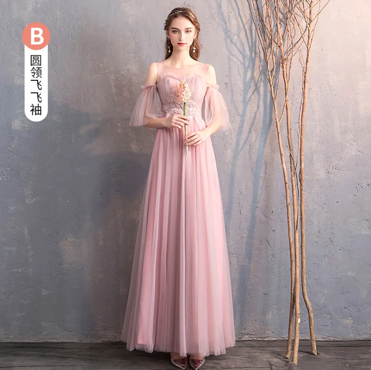 

CL1056A pink mesh party dress halter bridesmaid dresses lady strapless evening dresses, A/b/c/d/e/f