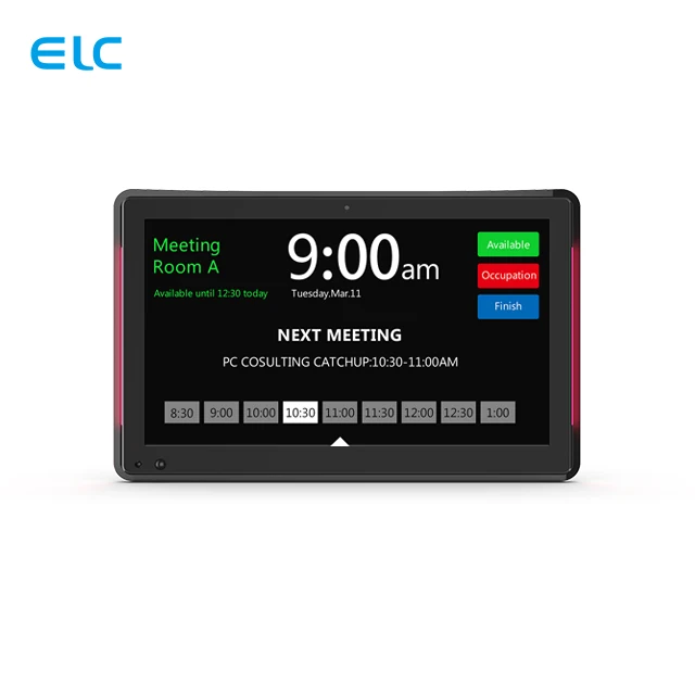 

Smart wall mount 10 inch LCD touch screen conference meeting room Booking System POE RK3288 LED Light Bar android tablet