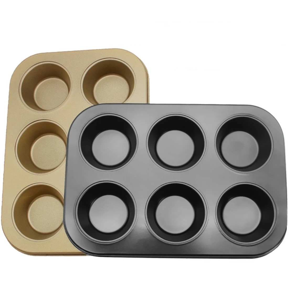 

OvenStuff Non-Stick 6 Cup Muffin Pan Muffin Mold, Gold / black