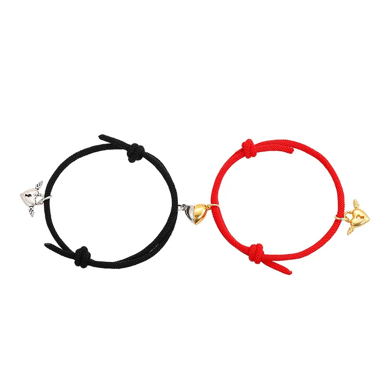 

Europe New Simple Alloy Love Magnets Attract Lovers Bracelets A Pair Of Men's And Women's Hand Rope Jewelry For Couple