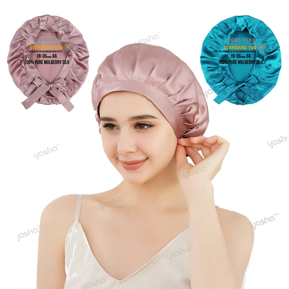 

Wholesale16 19 22mm Luxury Silk Turban Designer Durags Silk Sleep Bonnets Women Edge Wraps Mulberry Silk Hair Bonnet custom logo
