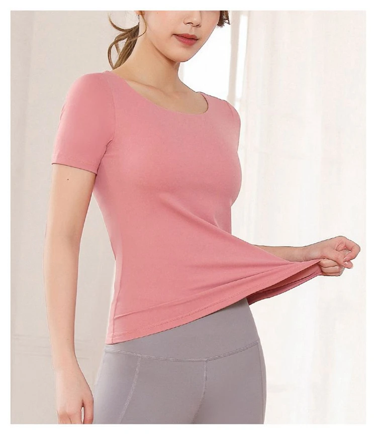 

2021 New Sexy Beautiful Back Running Fitness Clothes Slim Yoga Top With Chest Pad Women Yoga Top