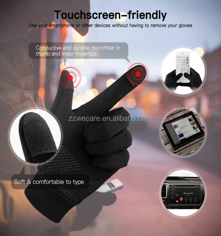 Black Winter Thermal Outdoor Daily Anti Slip Touch Screen Sport Fishing Bicycle Camping Gloves