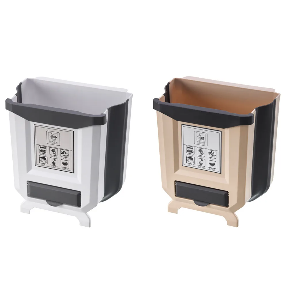 

Hanging Trash Can Folding Waste Bins Collapsible Garbage Can for Home Kitchen Bathroom