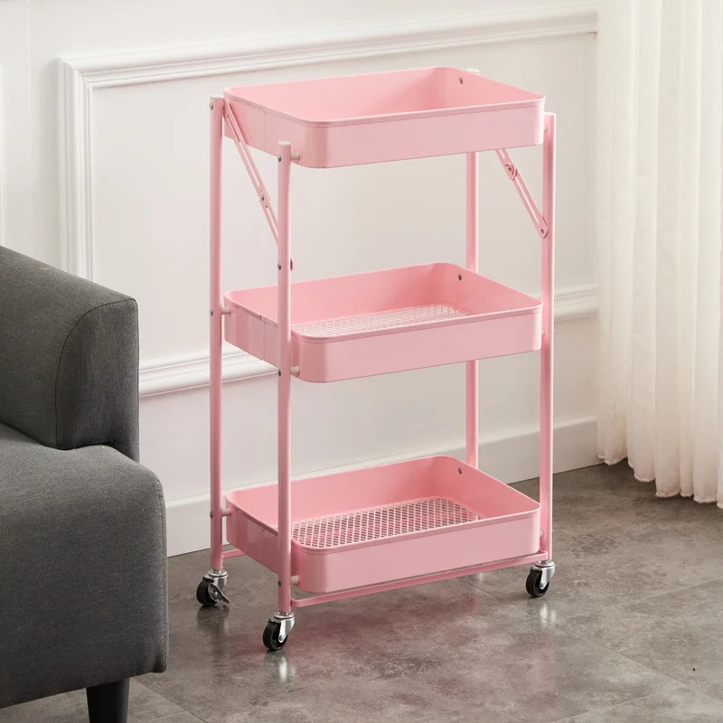 

Hotel Modern blue pink Metal Dining Food kitchen Trolley Serving Bar Cart With Wheels, Customized color