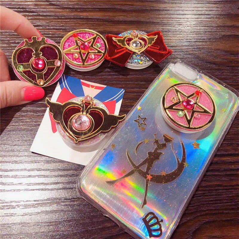 

Wholesale Japanese anime Universal cellPhone Accessories sailor moon badge Mobile Holder Phone Socket Popular Phone Stand grip