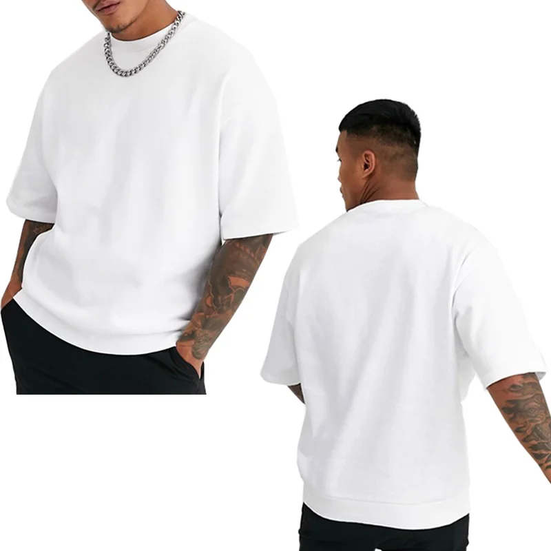 

Wholesale Streetwear Plain White Dropped Shoulder Anti-pilling Cheap 180gsm T Shirt for Men