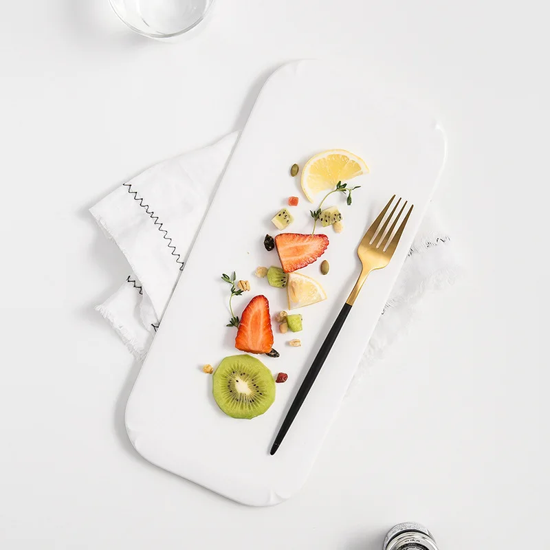 

Top Grade Ceramics Creative Sushi Dinner Plate Rectangular Restaurant Western Food Flat Snack Serving Plates Nordic Plate Dish