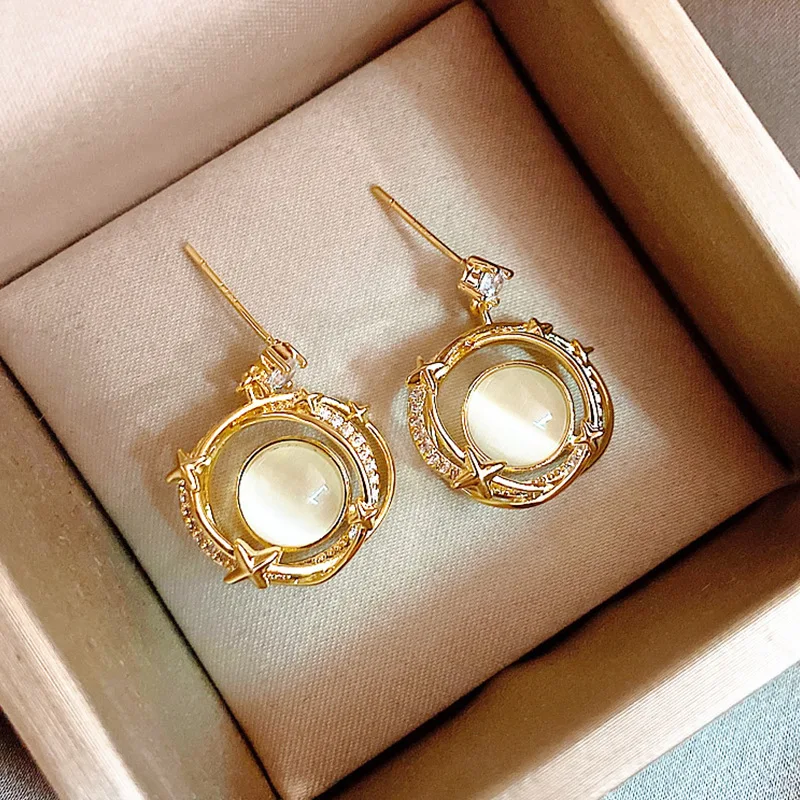 

2021 trendy jewelry crystal star planet korean drop earring
