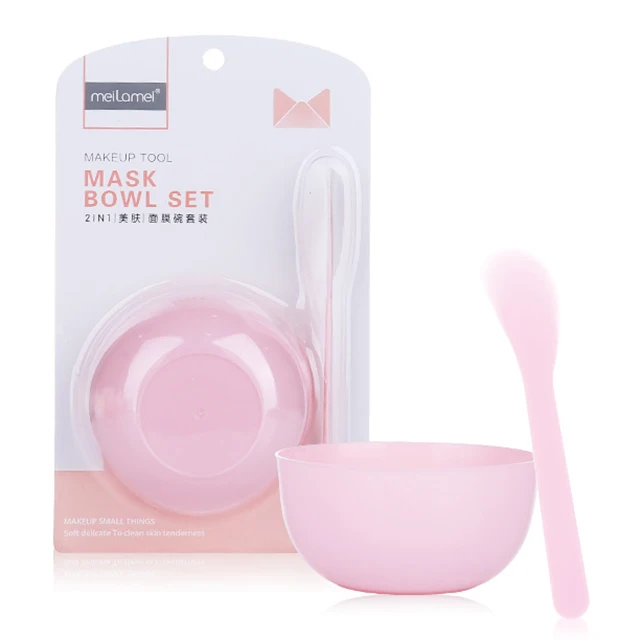 

Diy face mask applicator 2 in 1 brush spatula facial mask bowl M602, Pink or customized