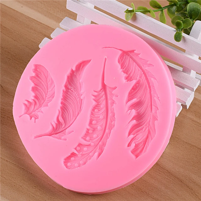 

DIY baking tools food grade cake mold silicone 4 feather shape 3d fondant molds, Customized color